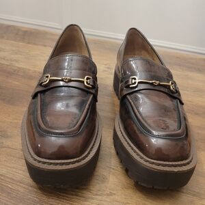 Sam Edelman Brown Leather Loafers with Gold Detail